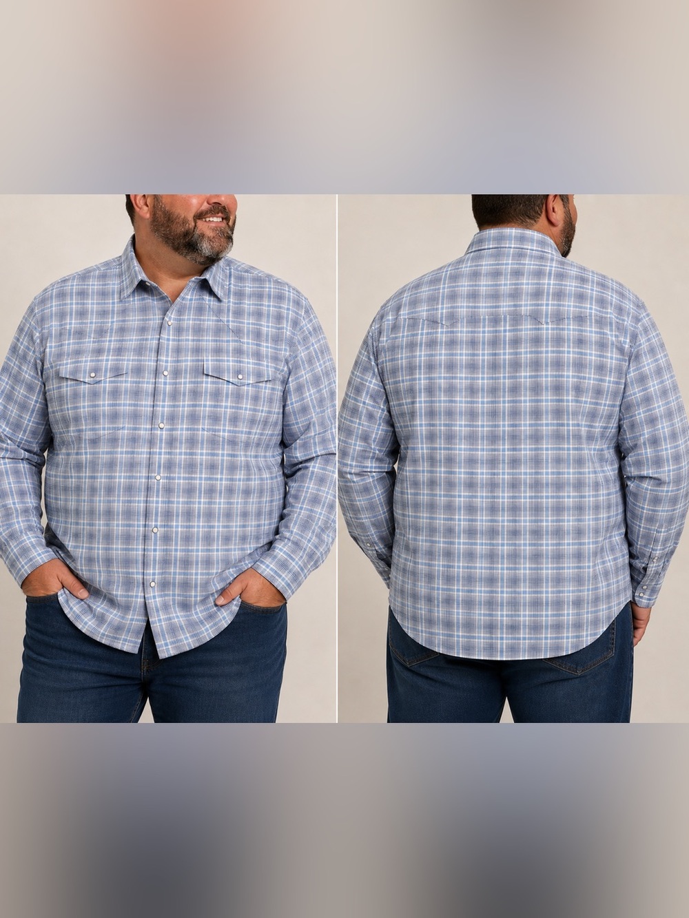 NWT- WRANGLER Plaid snap/Button-Down long sleeve Shirt- size XL